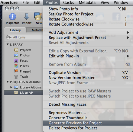 Aperture Photo menu screen capture